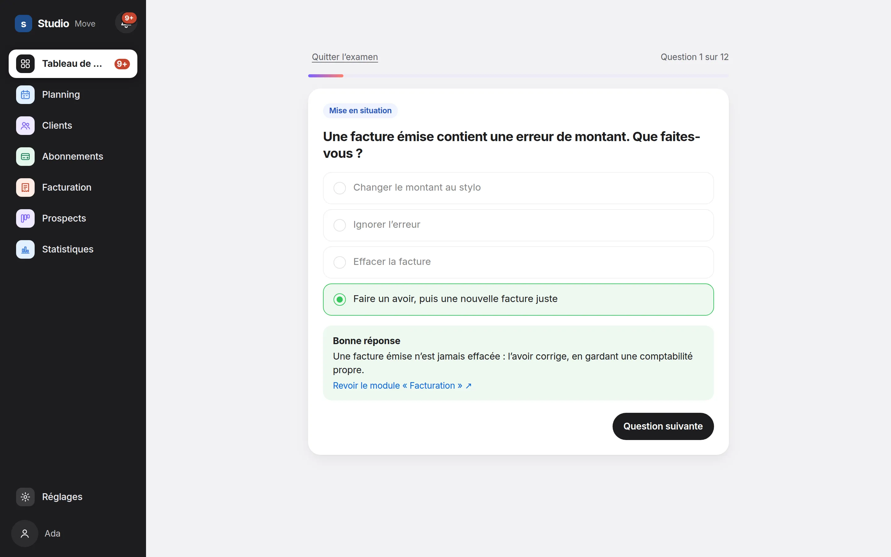 Question du mini-examen de la formation de Heverly CRM, avec la bonne réponse expliquée